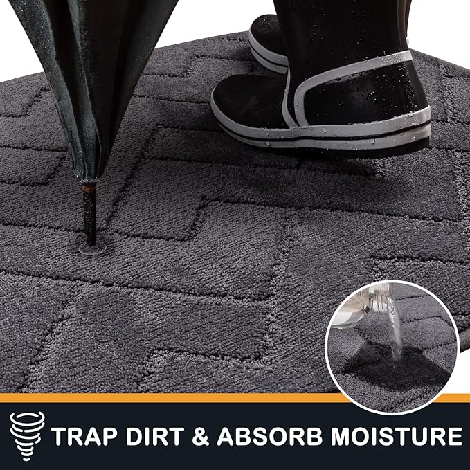PURRUGS Dirt Trapping Door Mat 32" x 47", Non-Slip Machine Washable Entry Rug - Image 5