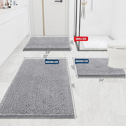 Smiry Luxury Chenille Bathroom Rugs 47x20, Extra Soft and Absorbent Shaggy Bath - Image 2