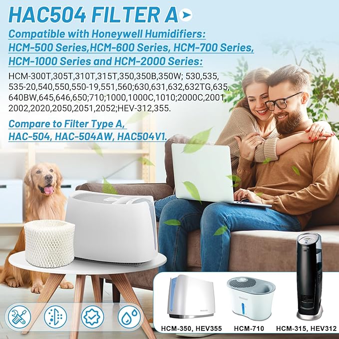 Lemige 4 Pack HAC-504 Humidifier Filters - Image 2