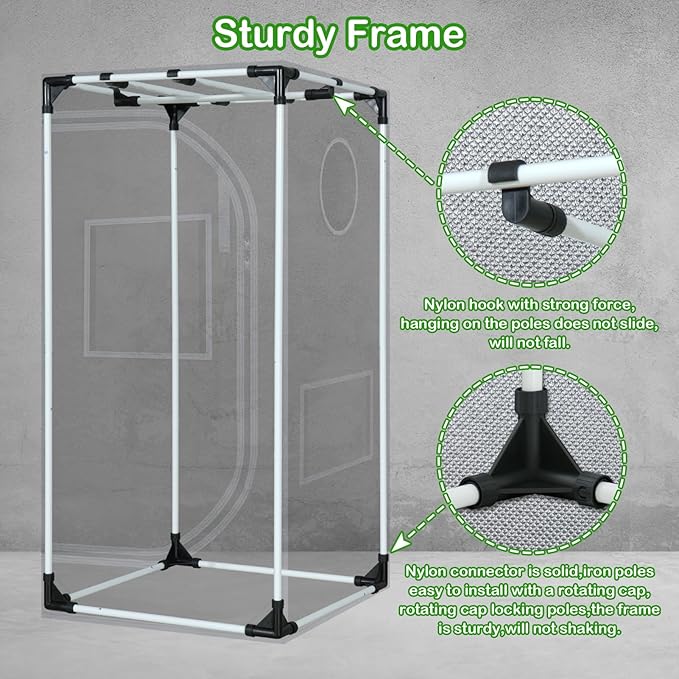 24"x24"x55" Grow Tent for Indoor Plants 600D Mylar Hydroponic High Reflective - Image 7