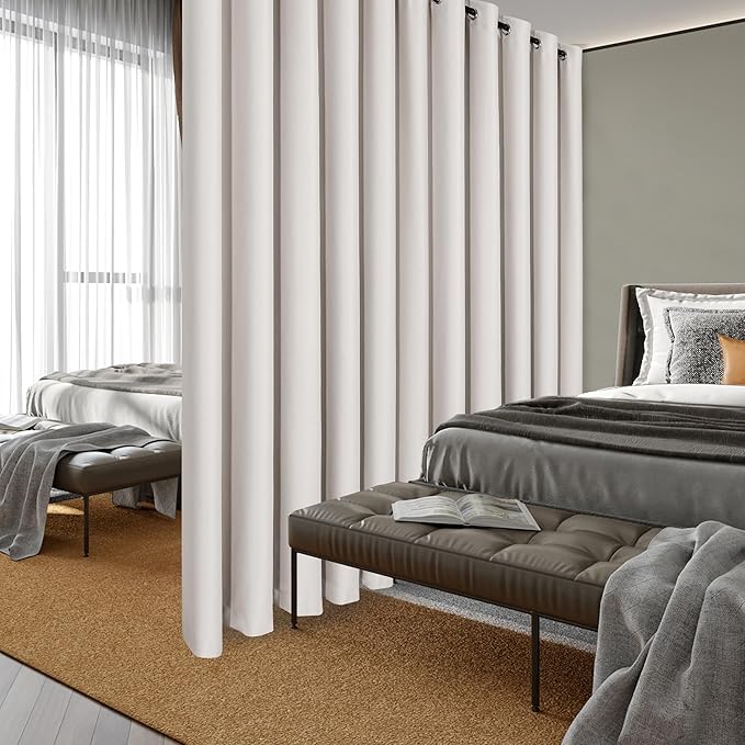 Hiasan Patio Sliding Door Curtain Panel, Ivory Room Divider Grommet Blackout - Image 8