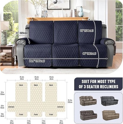 TAOCOCO 100% Waterproof Recliner Cover, Non-Slip Washable Reclining Couch Cover - Image 3