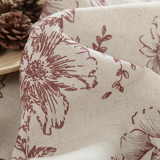 jinchan Linen Blend Curtain Floral Curtains - Image 8