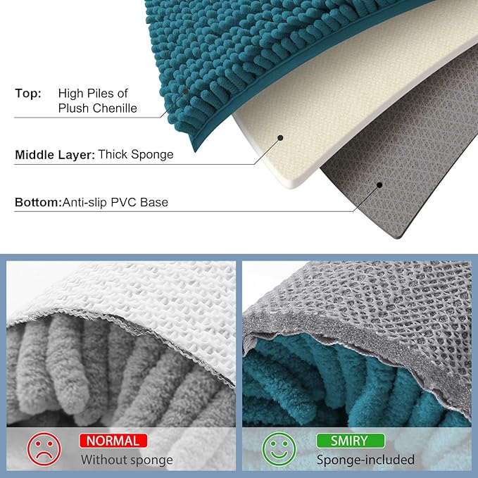 Smiry Luxury Chenille Bathroom Rugs 24x16, Extra Soft and Absorbent Shaggy Bath - Image 5