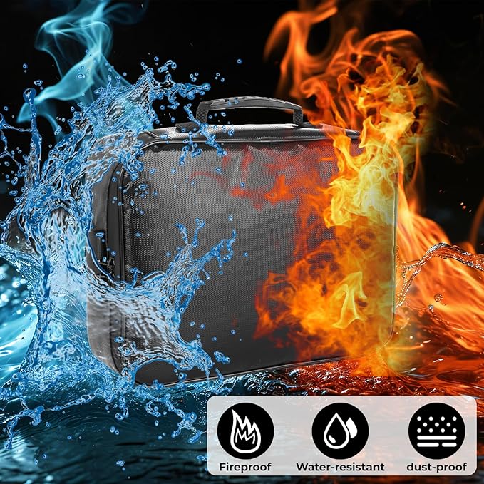 Fireproof Document Box with Lock, Waterproof File Organizer Portable Travel - Image 5