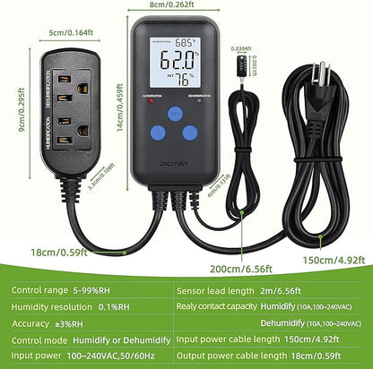 DIGITEN Humidity Controller Pre-Wired Digital Humidistat - Image 3
