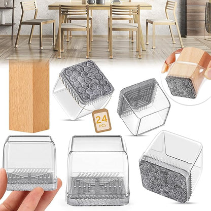 24PCS Square Chair Leg Floor Protectors, Furniture Sliders, Chair Leg Protectors by Indemo
