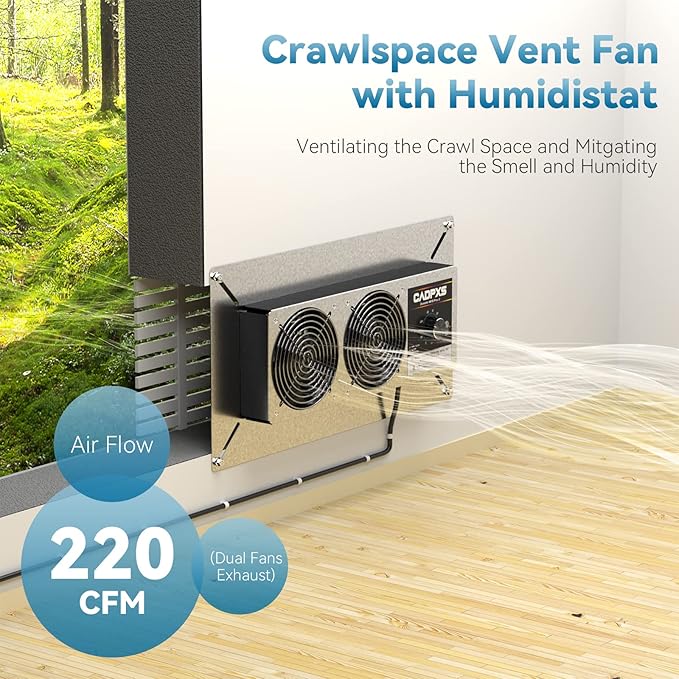 CADPXS Crawlspace Ventilation Fan, Crawlspace Fan Vent - Image 2