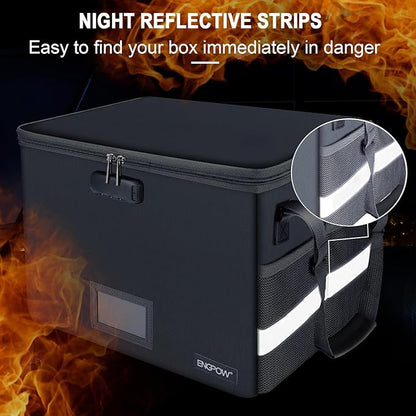 ENGPOW File Box with Lock, Fireproof Document Box with Pockets, Collapsible - Image 6