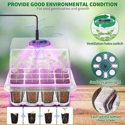 Seed Starter Tray with Plant Light, 2 Pack Grow Lights - Image 2