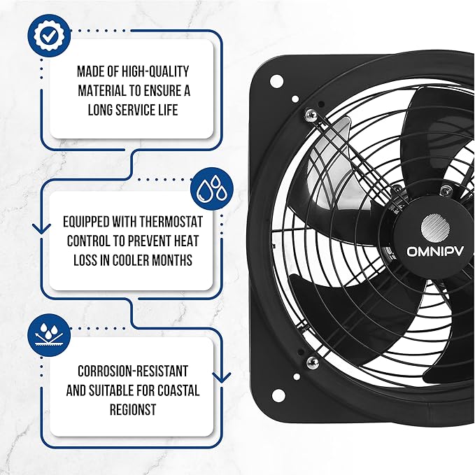 Solar Powered Wall Mount Exhaust Fan, 35 Watt - Image 6
