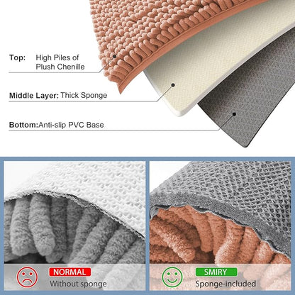 Smiry Luxury Chenille Bathroom Rugs 24x16, Extra Soft and Absorbent Shaggy Bath - Image 5