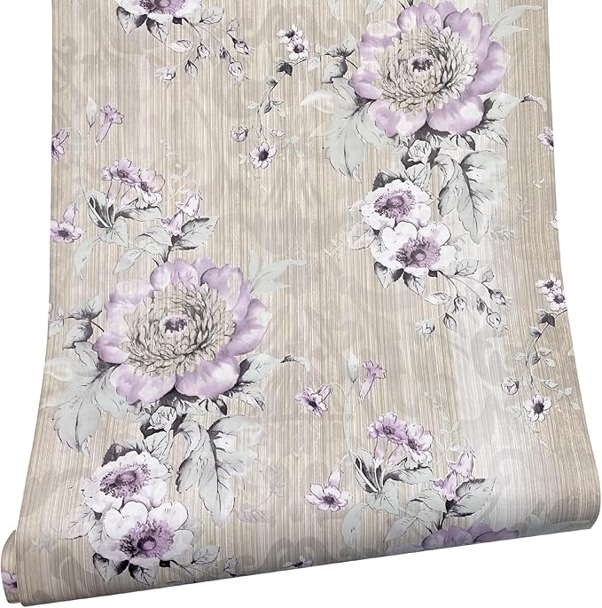 Yifely Vintage Purple Peony Self-Adhesive Kitchen Shelf Drawer Liner Moisture - Image 2