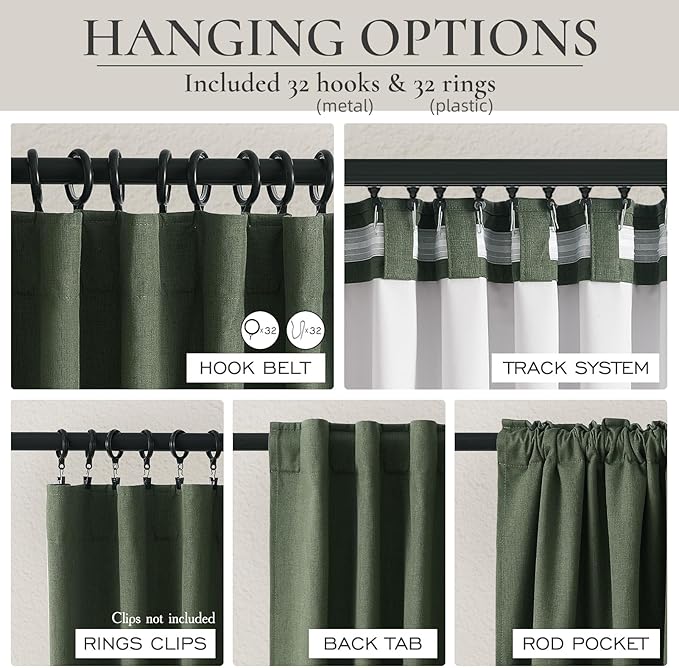 Green Country Kitchen Curtains 54 Inch Length Small Basement Window Blackout - Image 4