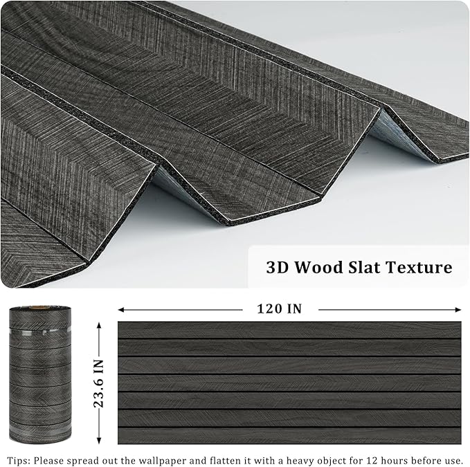 Grey/Black 3D Wood Panels for Interior Wall Decor Self Adhesive Wood Slat Wall - Image 6