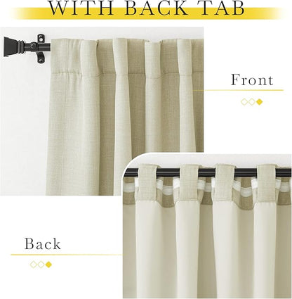 NICETOWN Room Darkening Faux Linen Beige Curtains 120 inches Long, Pinch - Image 5