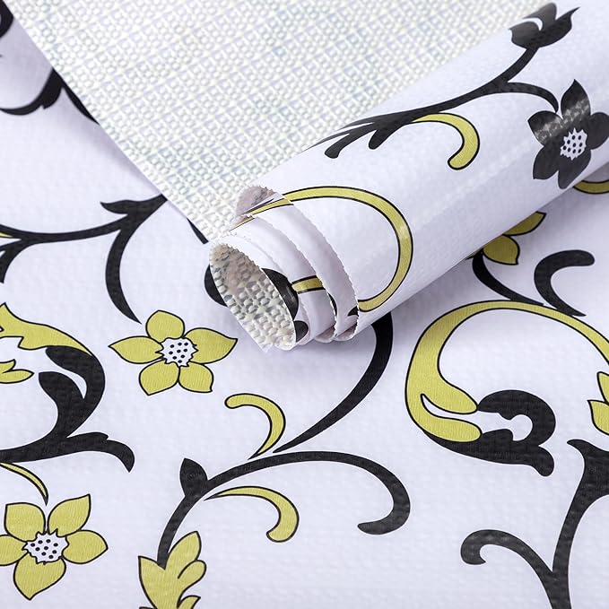 2 Rolls 12" W x 120" L Floral Drawer and Shelf Liner by DwellAid