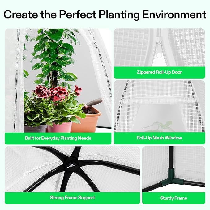 VIVOSUN Portable Mini Greenhouse 72x63x63-Inch Tent-Style Greenhouse, PE Cover - Image 5
