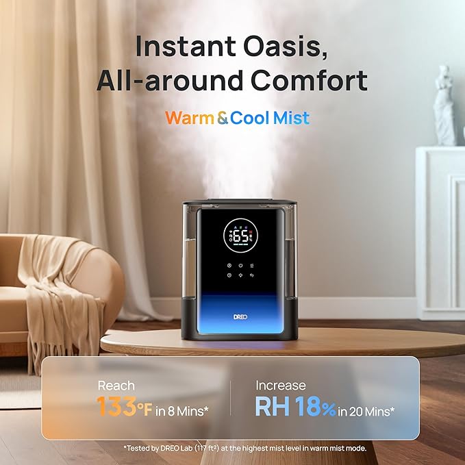 DREO 8L Smart Humidifiers for Bedroom 600ft², 80H Runtime Warm&Cool Supersized - Image 2