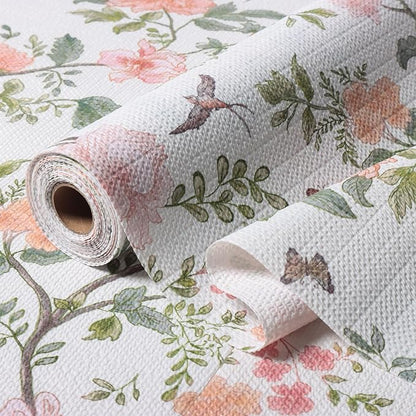 Bird Floral Shelf Liners Non Adhesive and Strong Non-Slip Shelf and Drawer by Amiitay