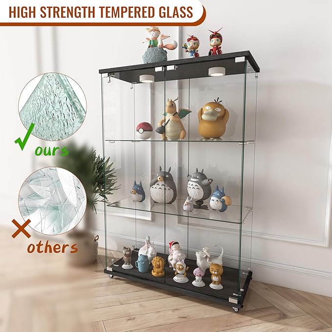Yoluckea 3-Shelf Glass Display Cabinet - Image 6
