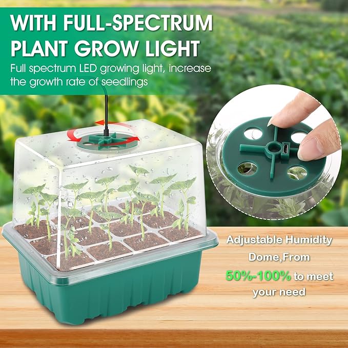 Seed Starter Tray with Light, Seedling Starter Trays with Humidity Domes - Image 2
