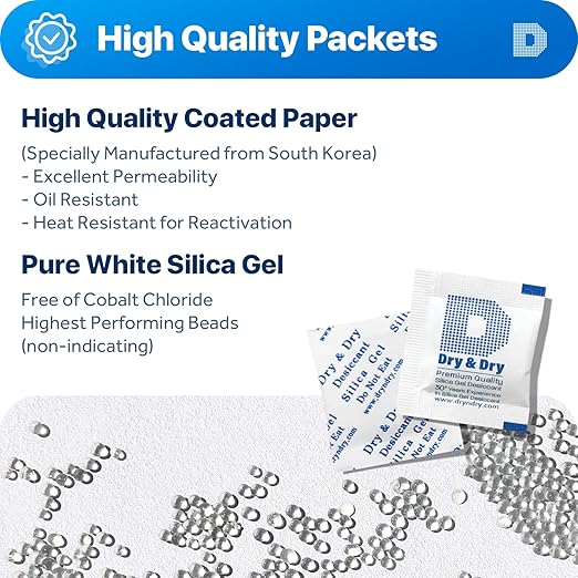 Dry & Dry 1 Gram Silica Gel Packets Desiccants Silica Gel Packs - Image 2