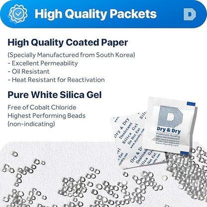 Dry & Dry 1 Gram Silica Gel Packets Desiccants Silica Gel Packs - Image 2