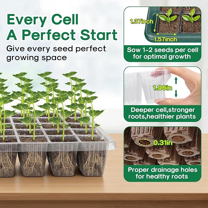 BlumWay Seed Starter Tray with Grow Light, 2 Pack 80 Cells Seedling Tray Kit - Image 6