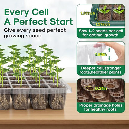 BlumWay Seed Starter Tray with Grow Light, 4 Pack 160 Cells Seedling Tray with - Image 4