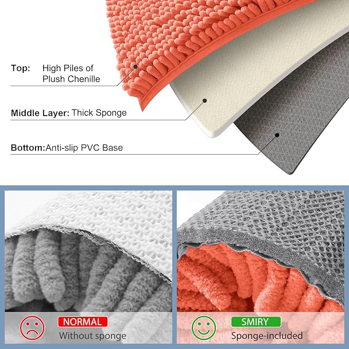Smiry Luxury Chenille Bathroom Rugs 47x24, Extra Soft and Absorbent Shaggy Bath - Image 5