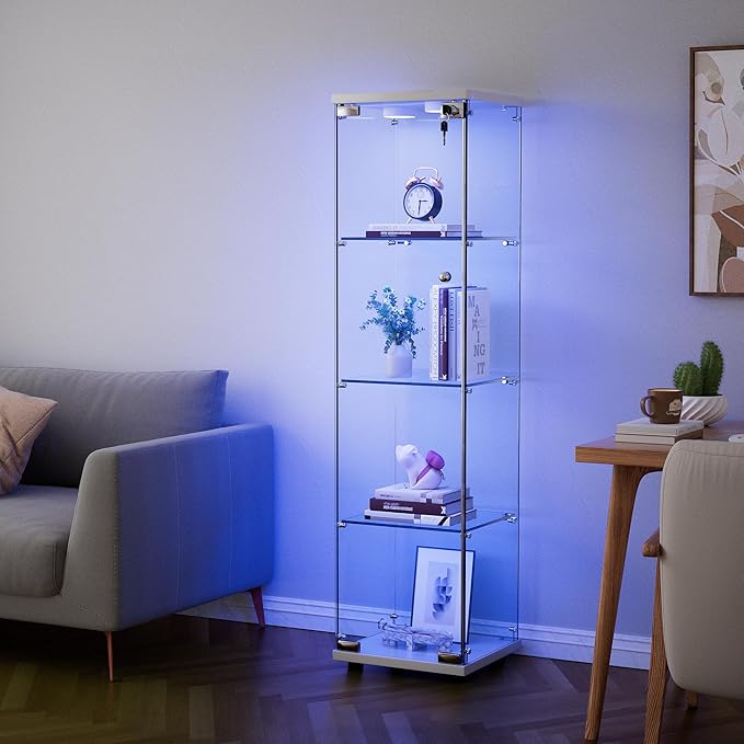 Yoluckea 4 Shelves Glass Display Cabinet - Image 5