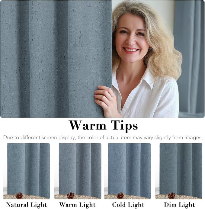H.VERSAILTEX Linen Blackout Curtains 72 Inches Long 100% Blackout Thermal - Image 5