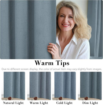 H.VERSAILTEX Linen Blackout Curtains 63 Inches Long 100% Blackout Thermal - Image 5
