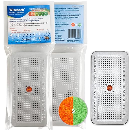 100 Gram 30 Pack Indicating Silica Gel Canister, Gun Safe Dehumidifier by Wisesorb