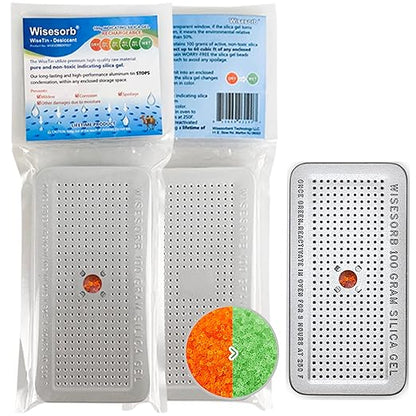100 Gram 20 Pack Indicating Silica Gel Canister, Gun Safe Dehumidifier by Wisesorb