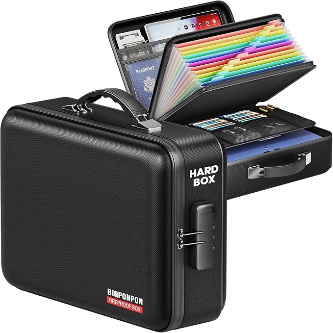 Fireproof Document Box, Hard Case Highly Flame-Resistant Fire Proof Waterproof by BigPonPon