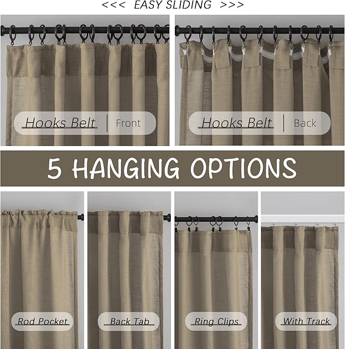 Burlap Linen 144 Inch Length Curtains - Image 3