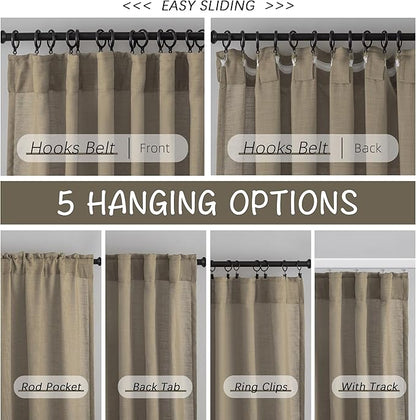 DONREN Taupe Back Tab Curtains 48 Inches Long 2 Panels - Image 2