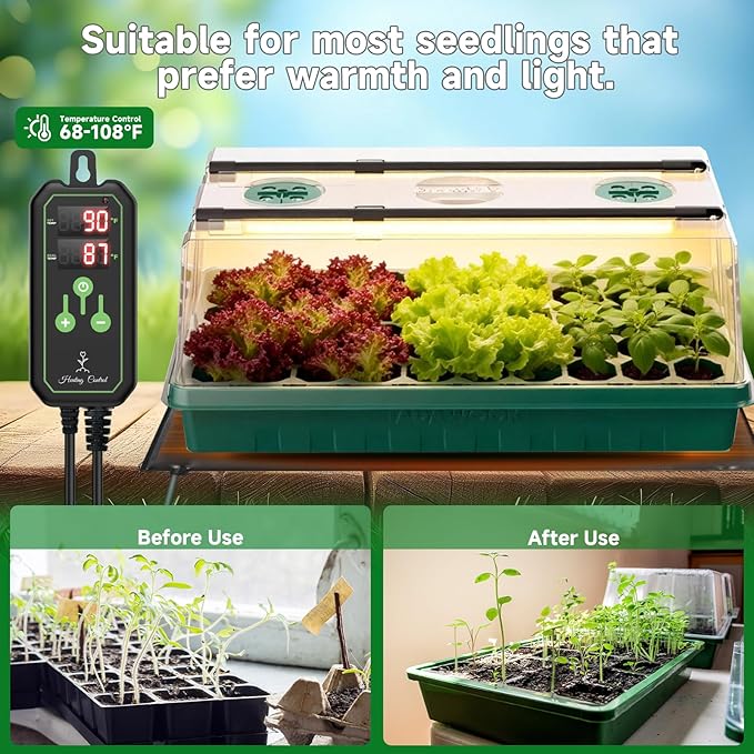 Seed Starter Tray with Grow Light and Thermostat Controller Heat Mat - Image 4