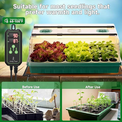 Seed Starter Tray with Grow Light and Thermostat Controller Heat Mat - Image 4
