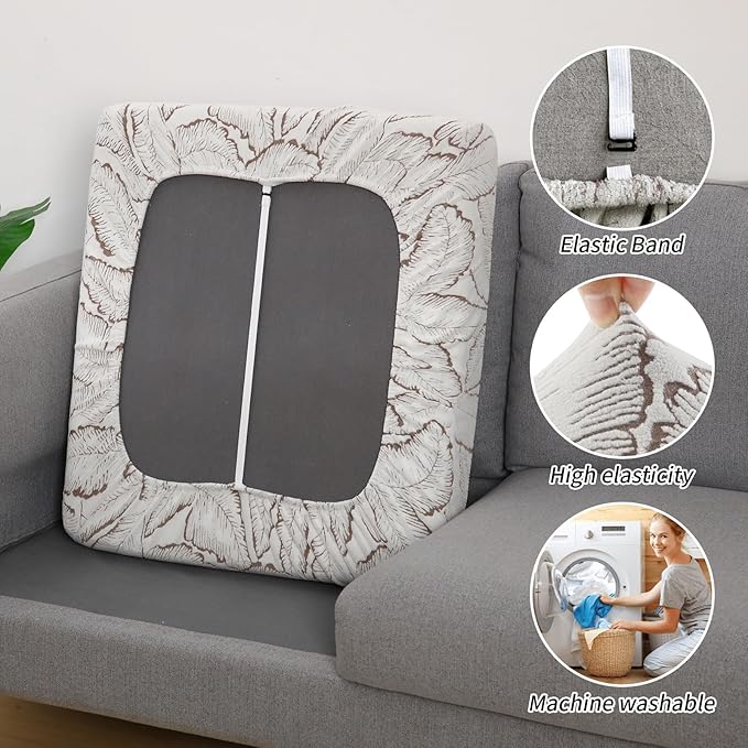 Fuloon Seat Cushion Covers, Stretch Couch Slipcovers Sofa Cushion Protective - Image 4