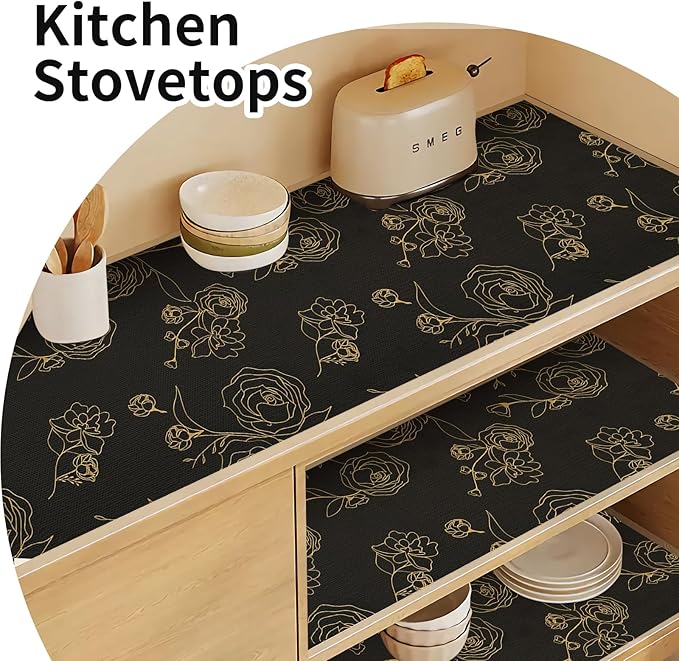 Shelf Liners for Kitchen Cabinets 23.6in x 30FT Non Adhesive Drawer Liner Black - Image 8