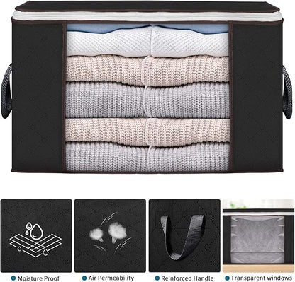 Large Storage Bags, 6 Pack Clothes Storage Bins Foldable Closet Organizers - Image 4