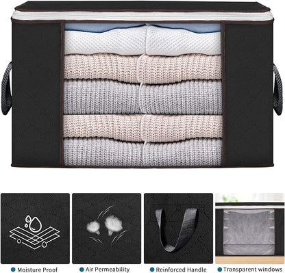 Large Storage Bags, 3 Pack Clothes Storage Bins Foldable Closet Organizers - Image 4