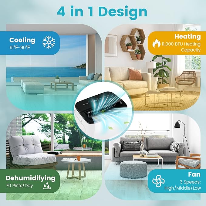 PETSITE Smart Portable Air Conditioner & Heater 13000 BTU, 4-in-1 Stand up AC - Image 3