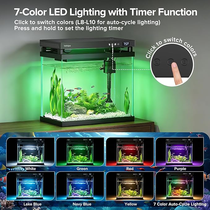 Fish Tank, 2.2 Gallon Glass Aquarium, Small Fish Aquarium Kits - Image 4