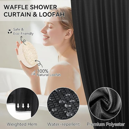 Black Bathroom Sets, Natural Loofah Sponge, Soap Dispenser, Toothbrush Holder - Image 4