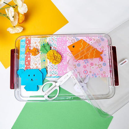 A4 Storage File Box 9 X 13 Clear Stackable Slim Plastic Portable Project Case - Image 7