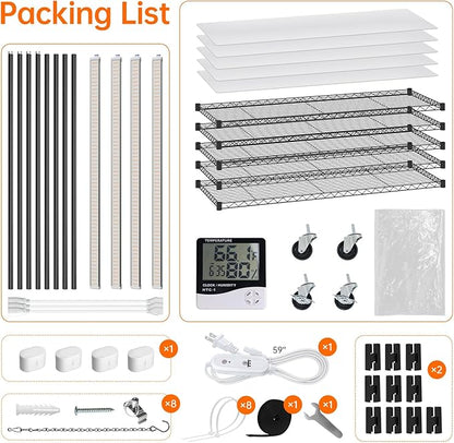 Bstrip Indoor Greenhouse with Grow Light, 5 Tier 47.2"x17.8"x71" Metal Shelf - Image 9